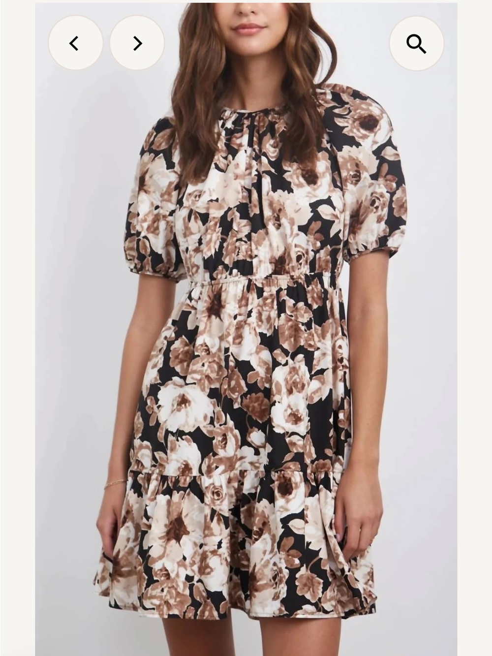 Rails Khloe Sepia Rose Mini Dress in Black and Brown Size M